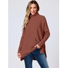 image:imageANRABESS Womens Oversized Turtleneck Batwing Sleeve Spilt Casual Loose Knit Tunic Pullover Sweater Tops 2026 Fall OutfitsRust
