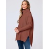 image:imageANRABESS Womens Oversized Turtleneck Batwing Sleeve Spilt Casual Loose Knit Tunic Pullover Sweater Tops 2026 Fall OutfitsRust