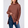image:imageANRABESS Womens Oversized Turtleneck Batwing Sleeve Spilt Casual Loose Knit Tunic Pullover Sweater Tops 2026 Fall OutfitsRust