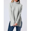 image:imageANRABESS Womens Oversized Turtleneck Batwing Sleeve Spilt Casual Loose Knit Tunic Pullover Sweater Tops 2026 Fall OutfitsSilver