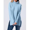 image:imageANRABESS Womens Oversized Turtleneck Batwing Sleeve Spilt Casual Loose Knit Tunic Pullover Sweater Tops 2026 Fall OutfitsSky