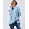 image:imageANRABESS Womens Oversized Turtleneck Batwing Sleeve Spilt Casual Loose Knit Tunic Pullover Sweater Tops 2026 Fall OutfitsSky
