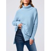 image:imageANRABESS Womens Oversized Turtleneck Batwing Sleeve Spilt Casual Loose Knit Tunic Pullover Sweater Tops 2026 Fall OutfitsSky