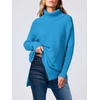 image:imageANRABESS Womens Oversized Turtleneck Batwing Sleeve Spilt Casual Loose Knit Tunic Pullover Sweater Tops 2026 Fall OutfitsSky Blue