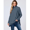 image:imageANRABESS Womens Oversized Turtleneck Batwing Sleeve Spilt Casual Loose Knit Tunic Pullover Sweater Tops 2026 Fall OutfitsTeal