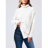 image:imageANRABESS Womens Oversized Turtleneck Batwing Sleeve Spilt Casual Loose Knit Tunic Pullover Sweater Tops 2026 Fall OutfitsWhite