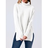 image:imageANRABESS Womens Oversized Turtleneck Batwing Sleeve Spilt Casual Loose Knit Tunic Pullover Sweater Tops 2026 Fall OutfitsWhite