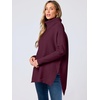 image:imageANRABESS Womens Oversized Turtleneck Batwing Sleeve Spilt Casual Loose Knit Tunic Pullover Sweater Tops 2026 Fall OutfitsWine Red