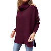 image:imageANRABESS Womens Oversized Turtleneck Batwing Sleeve Spilt Casual Loose Knit Tunic Pullover Sweater Tops 2026 Fall OutfitsWine Red
