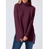 image:imageANRABESS Womens Oversized Turtleneck Batwing Sleeve Spilt Casual Loose Knit Tunic Pullover Sweater Tops 2026 Fall OutfitsWine Red