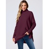 image:imageANRABESS Womens Oversized Turtleneck Batwing Sleeve Spilt Casual Loose Knit Tunic Pullover Sweater Tops 2026 Fall OutfitsWine Red