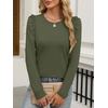 image:imageANRABESS Womens Puff Long Sleeve Shirts Crewneck Fall Tops Basic Dressy Casual Blouses 2026 Trendy OutfitsArmy Green