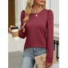 image:imageANRABESS Womens Puff Long Sleeve Shirts Crewneck Fall Tops Basic Dressy Casual Blouses 2026 Trendy OutfitsBurgundy