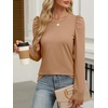 image:imageANRABESS Womens Puff Long Sleeve Shirts Crewneck Fall Tops Basic Dressy Casual Blouses 2026 Trendy OutfitsDeep Khaki