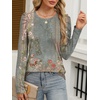 image:imageANRABESS Womens Puff Long Sleeve Shirts Crewneck Fall Tops Basic Dressy Casual Blouses 2026 Trendy OutfitsFloral Green Flower
