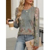 image:imageANRABESS Womens Puff Long Sleeve Shirts Crewneck Fall Tops Basic Dressy Casual Blouses 2026 Trendy OutfitsFloral Green Flower