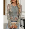 image:imageANRABESS Womens Puff Long Sleeve Shirts Crewneck Fall Tops Basic Dressy Casual Blouses 2026 Trendy OutfitsFloral Green Flower