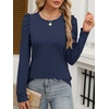 image:imageANRABESS Womens Puff Long Sleeve Shirts Crewneck Fall Tops Basic Dressy Casual Blouses 2026 Trendy OutfitsNavy Blue