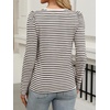 image:imageANRABESS Womens Puff Long Sleeve Shirts Crewneck Fall Tops Basic Dressy Casual Blouses 2026 Trendy OutfitsStripe Almond