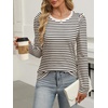 image:imageANRABESS Womens Puff Long Sleeve Shirts Crewneck Fall Tops Basic Dressy Casual Blouses 2026 Trendy OutfitsStripe Almond