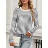 image:imageANRABESS Womens Puff Long Sleeve Shirts Crewneck Fall Tops Basic Dressy Casual Blouses 2026 Trendy OutfitsStripe Black