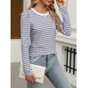 image:imageANRABESS Womens Puff Long Sleeve Shirts Crewneck Fall Tops Basic Dressy Casual Blouses 2026 Trendy OutfitsStripe Navy Blue
