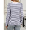 image:imageANRABESS Womens Puff Long Sleeve Shirts Crewneck Fall Tops Basic Dressy Casual Blouses 2026 Trendy OutfitsStripe Navy Blue