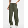 image:imageANRABESS Womens Striped Barrel Casual Pants 2026 Trendy Summer Elastic Drawstring Baggy Lounge Wide Leg Trousers with PocketsArmy Green White Stripe