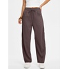 image:imageANRABESS Womens Striped Barrel Casual Pants 2026 Trendy Summer Elastic Drawstring Baggy Lounge Wide Leg Trousers with PocketsBrown White Stripe