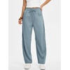 image:imageANRABESS Womens Striped Barrel Casual Pants 2026 Trendy Summer Elastic Drawstring Baggy Lounge Wide Leg Trousers with PocketsDusty Blue White Stripe
