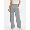 image:imageANRABESS Womens Striped Barrel Casual Pants 2026 Trendy Summer Elastic Drawstring Baggy Lounge Wide Leg Trousers with PocketsGrey White Stripe