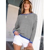 image:imageANRABESS Womens Striped Sweaters Long Sleeve Top Crewneck Color Block Casual Loose Knitted Pullover Shirts 2026 Fall OutfitsBlack White Blue