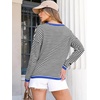 image:imageANRABESS Womens Striped Sweaters Long Sleeve Top Crewneck Color Block Casual Loose Knitted Pullover Shirts 2026 Fall OutfitsBlack White Blue