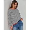 image:imageANRABESS Womens Striped Sweaters Long Sleeve Top Crewneck Color Block Casual Loose Knitted Pullover Shirts 2026 Fall OutfitsBlack White Orange