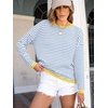 image:imageANRABESS Womens Striped Sweaters Long Sleeve Top Crewneck Color Block Casual Loose Knitted Pullover Shirts 2026 Fall OutfitsBlue White Yellow