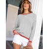 image:imageANRABESS Womens Striped Sweaters Long Sleeve Top Crewneck Color Block Casual Loose Knitted Pullover Shirts 2026 Fall OutfitsGrey White Orange