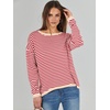 image:imageANRABESS Womens Striped Sweaters Long Sleeve Top Crewneck Color Block Casual Loose Knitted Pullover Shirts 2026 Fall OutfitsRed White Apricot
