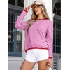 image:imageANRABESS Womens Striped Sweaters Long Sleeve Top Crewneck Color Block Casual Loose Knitted Pullover Shirts 2026 Fall OutfitsRed White Pink