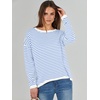 image:imageANRABESS Womens Striped Sweaters Long Sleeve Top Crewneck Color Block Casual Loose Knitted Pullover Shirts 2026 Fall OutfitsWhite Blue