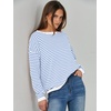 image:imageANRABESS Womens Striped Sweaters Long Sleeve Top Crewneck Color Block Casual Loose Knitted Pullover Shirts 2026 Fall OutfitsWhite Blue