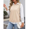 image:imageANRABESS Womens Sweater Vest Summer Sleeveless Crewneck Ribbed Knit Side Button Loose Pullover Tank Tops 2026 Fall OutfitsBeige