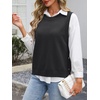 image:imageANRABESS Womens Sweater Vest Summer Sleeveless Crewneck Ribbed Knit Side Button Loose Pullover Tank Tops 2026 Fall OutfitsBlack