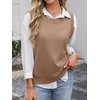 image:imageANRABESS Womens Sweater Vest Summer Sleeveless Crewneck Ribbed Knit Side Button Loose Pullover Tank Tops 2026 Fall OutfitsBrown
