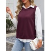 image:imageANRABESS Womens Sweater Vest Summer Sleeveless Crewneck Ribbed Knit Side Button Loose Pullover Tank Tops 2026 Fall OutfitsBurgundy