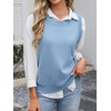 image:imageANRABESS Womens Sweater Vest Summer Sleeveless Crewneck Ribbed Knit Side Button Loose Pullover Tank Tops 2026 Fall OutfitsLight Blue