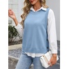image:imageANRABESS Womens Sweater Vest Summer Sleeveless Crewneck Ribbed Knit Side Button Loose Pullover Tank Tops 2026 Fall OutfitsLight Blue