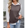 image:imageANRABESS Womens Sweater Vest Summer Sleeveless Crewneck Ribbed Knit Side Button Loose Pullover Tank Tops 2026 Fall OutfitsNutmeg