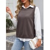 image:imageANRABESS Womens Sweater Vest Summer Sleeveless Crewneck Ribbed Knit Side Button Loose Pullover Tank Tops 2026 Fall OutfitsNutmeg