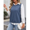 image:imageANRABESS Womens Sweater Vest Summer Sleeveless Crewneck Ribbed Knit Side Button Loose Pullover Tank Tops 2026 Fall OutfitsSteel Blue