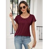image:imageANRABESS Womens T Shirts Pleated amp Short Sleeve Summer Tops Business Casual Dressy Blouses 2026 Cute Fashion ClothesBurgundy
